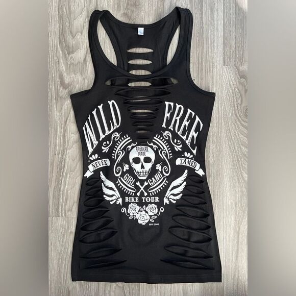 Wild and Free Sexy Slashed Biker Hourglass Tank - Picture 2 of 3